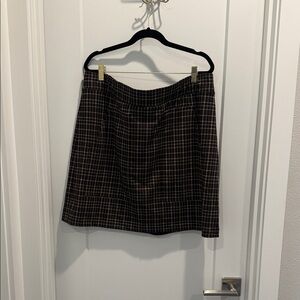 LOFT Checkered Mini Skirt in Brown and Black